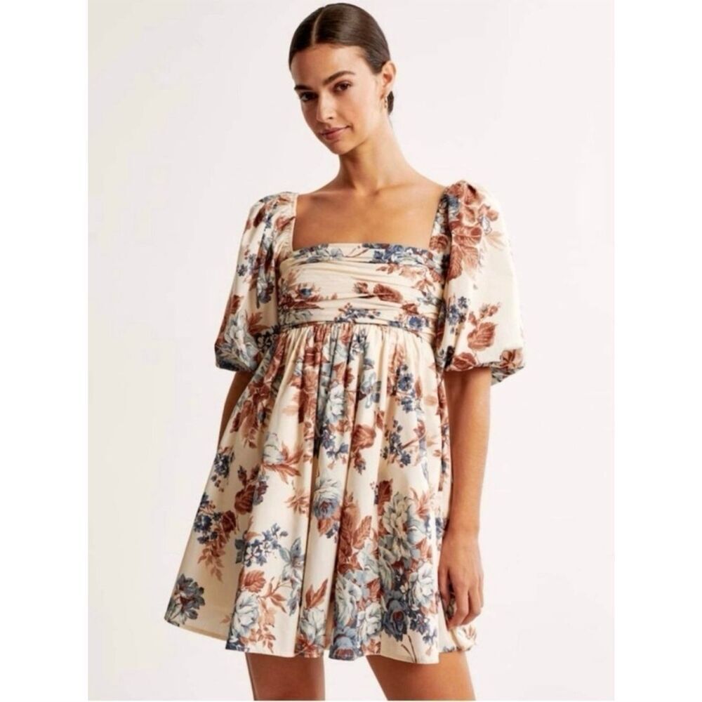 Abercrombie & Fitch Emerson Floral Mini Dress XS Petite Puff Sleeve Cottagecore
